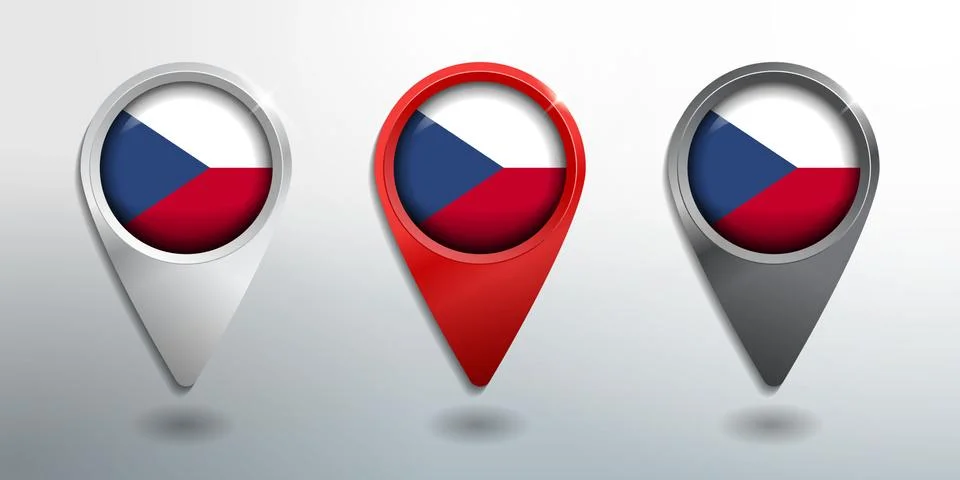 3D Pointer, Tag and Location Marker with Round Flag Nation of Czech Stock Illustration