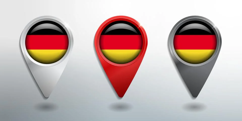 3D Pointer, Tag and Location Marker with Round Flag Nation of Germany Stock Illustration