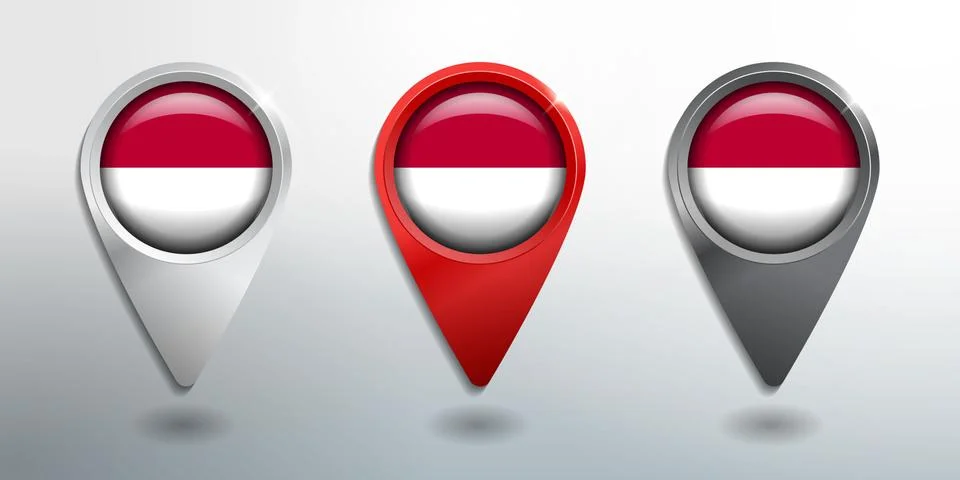 3D Pointer, Tag and Location Marker with Round Flag Nation of Indonesia Stock Illustration