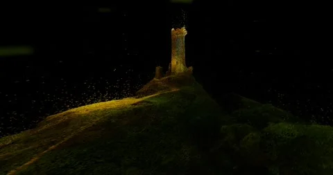 3D Points Cloud Animation of Hazmburk Castle: A Drone's FPV Perspective Stockbeeldmateriaal 247337669