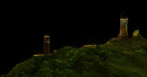 3D Points Cloud Animation of Hazmburk Castle: A Drone's Eye Perspective Stockbeeldmateriaal 247337704