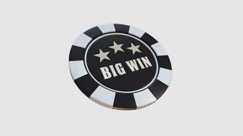 3D Poker Chip with Big Win Text Spinning with alpha channel Stock Footage 335889318