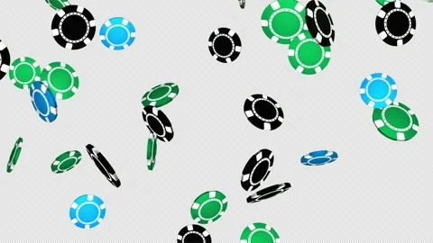 3D Poker Chips fly and rotation. Casino chips falling down. 4K. Alpha Channel Stock Footage 170726598