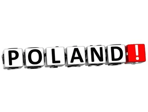 3d poland button click here block text Illustrazione stock