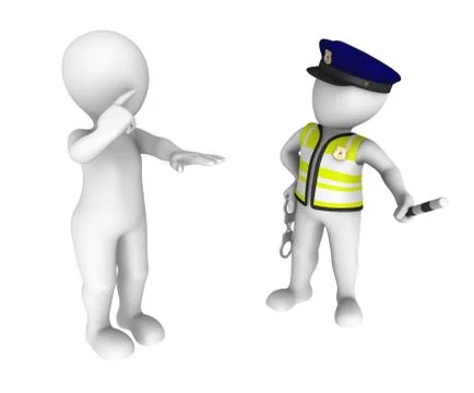3d policeman and drunk driver. Sobriety test Stock Illustration