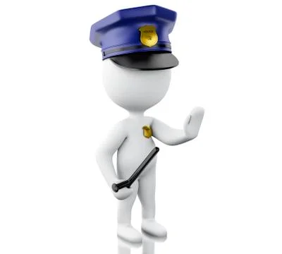 3d Policeman ordered to stop with hand. Illustrazione stock