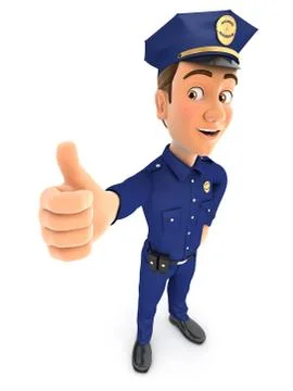 3d policeman standing with thumb up Stock Illustration