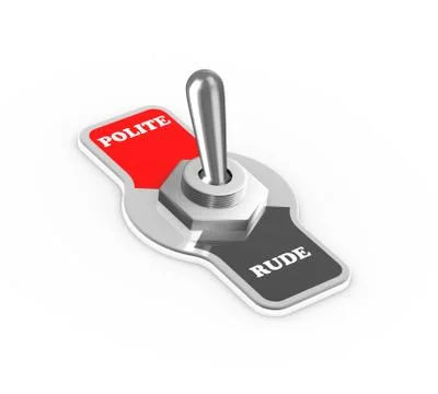 3d polite rude toggle switch button Stock Illustration