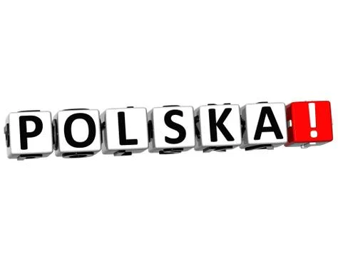 3d polska button click here block text Stock Illustration