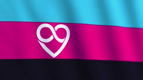 3d Polyamory Pride Symbol flag waving Isolated. New Polyamorous Flag Rainbow Stock Footage 146770127
