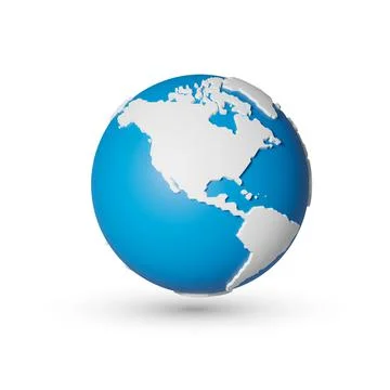 3D polygon globe planet earth, world map, blue ocean, isolated background, vi Stock Illustration