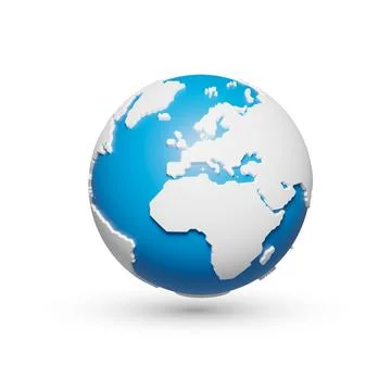 3D polygon globe planet earth, world map, blue ocean, isolated background, vi Illustrazione stock