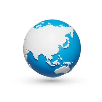 3D polygon globe planet earth, world map, blue ocean, isolated background, vi Stock Illustration