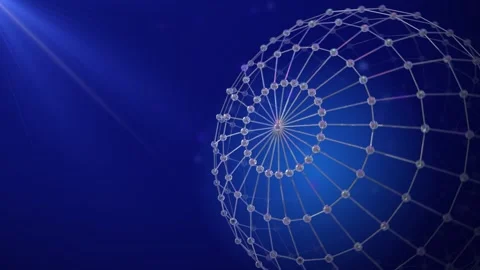 3D polygonal grid sphere from lattice glass rotate in dark cyber space. Tec.. Stock-Footage 331802791