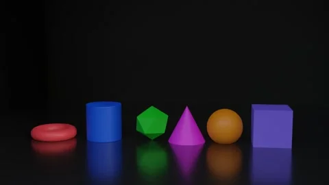 3D Polygons in Various Shapes and Colors Video stock 282918912