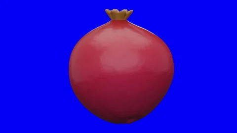 3D Pomegranate Fruit Looping Animation Rotating on Blue Screen, Realistic Red Po Stock Footage 344547400