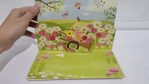 3D Pop Up Card with the shape of a flower garden Video stock 310866520