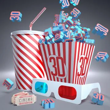 3D Popcorn Illustrazione stock