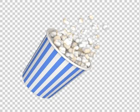 3d popcorn isolated on white. 3d rendering Stock Illustration