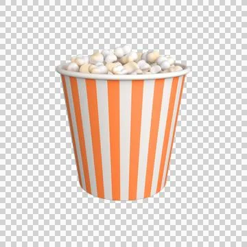 3d popcorn isolated on white background. 3d rendering Stock Illustration