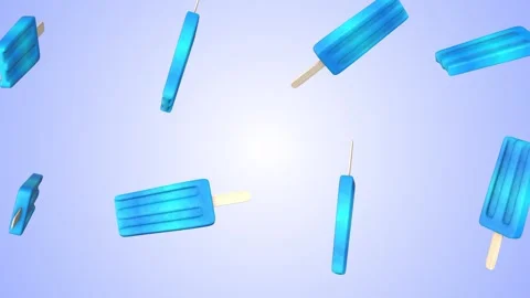 3D Popsicles Falling on a Light Blue Background. Frozen. Icecream Animation. 4K Stock Footage 285537516