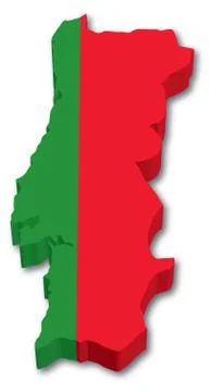 3D Portugal Flag Map Stock Illustration