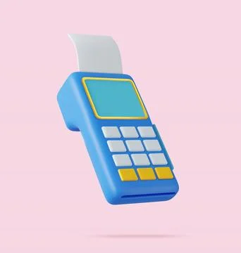 3d Pos terminal with receipt Illustrazione stock