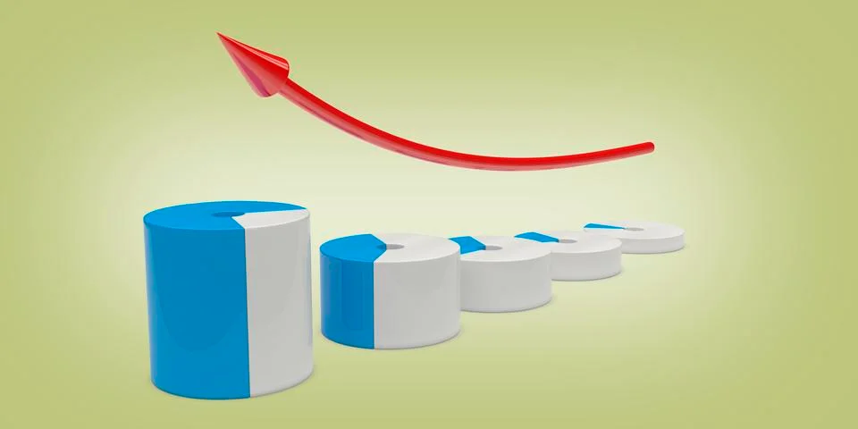 3d positive graph Illustrazione stock