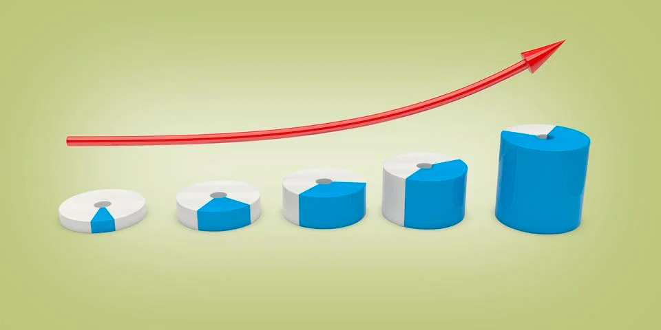 3d positive graph Illustrazione stock