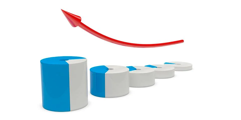 3d positive graph Illustrazione stock