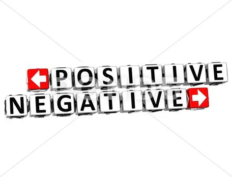 3d positive negative button click here block text Stock Illustration
