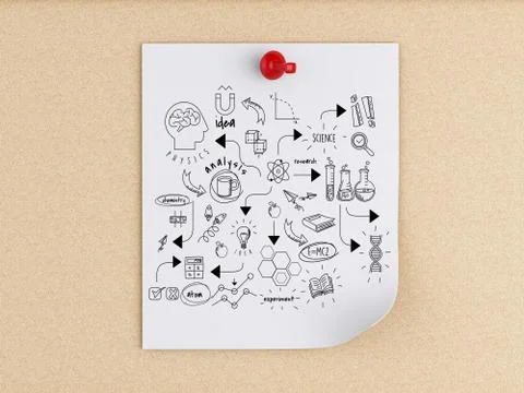 3d Post-it notes with education sketch Illustrazione stock