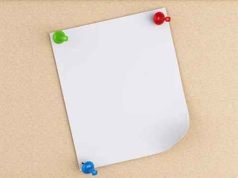 3d post-it notes over cork board. Illustrazione stock