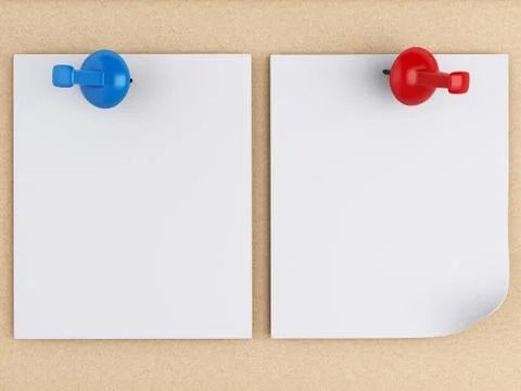 3d post-it notes over cork board. Illustrazione stock