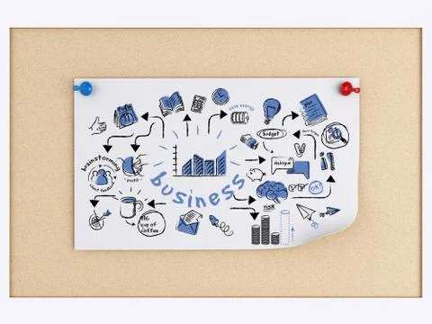 3d post-it notes over cork board. 스톡 일러스트