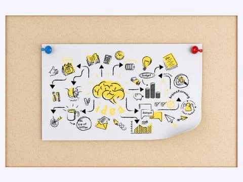 3d post-it notes over cork board. Illustrazione stock