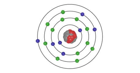 3D Potassium (K; Z=19) Atom Bohr Model with Subshell Electron Orbits,Nucleus Stock Footage 333194397