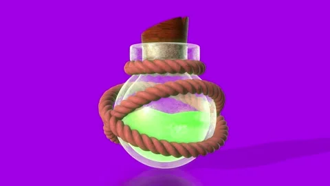3D Potion Bottle Rotating and Zooming Towards the Camera. Poison Bottle 3D. 4K Stock Footage 283813150