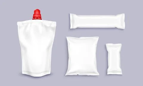 3D pouch and plastic packages mockup set Stock Illustration