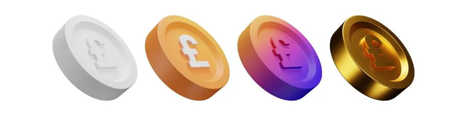 3D pound coin elements isolated on white Ilustración de archivo