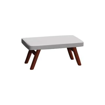 A 3D practical folding table with wooden legs is highlighted on a white Illustrazione stock