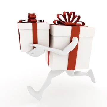 3d present box holding a present Stock Illustration