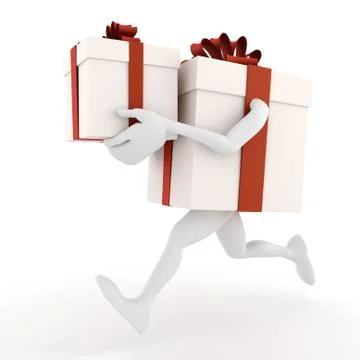 3d present box holding a present Stock Illustration