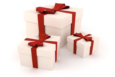 3d present boxes isolated on white Stock Illustration