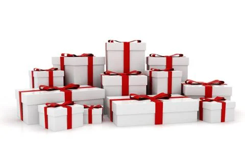 3d present boxes, on white background Stock Illustration
