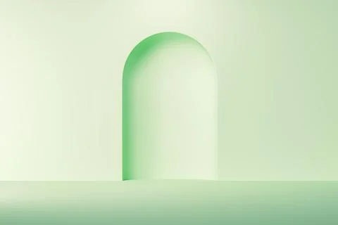 3d presentation background over green wall with arch Stock Illustration