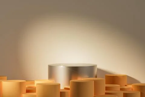 3d presentation background with pedestal or dais in the room illuminated by Stockillustratie