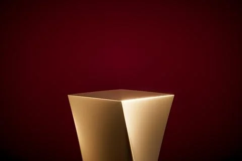 3d presentation background pedestal or dais made of gold over dark red Stock Illustration
