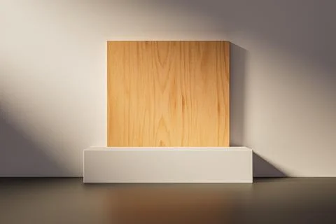 3d presentation background pedestal in room interior with wooden back Stock Illustration