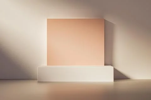 3d presentation background pedestal in room interior with wooden back Stock Illustration